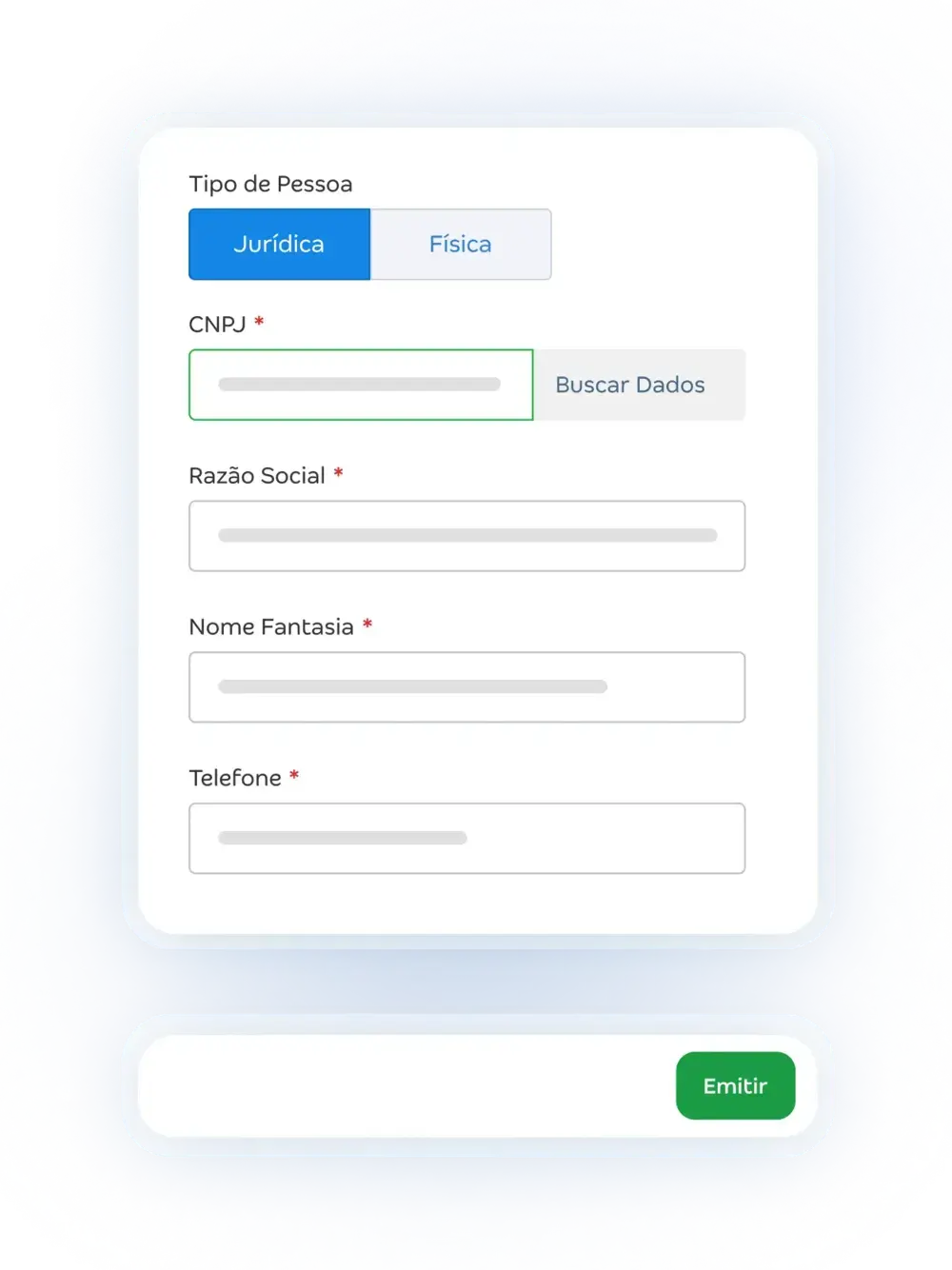 Tela de dados do cliente para ativar cobrança automática