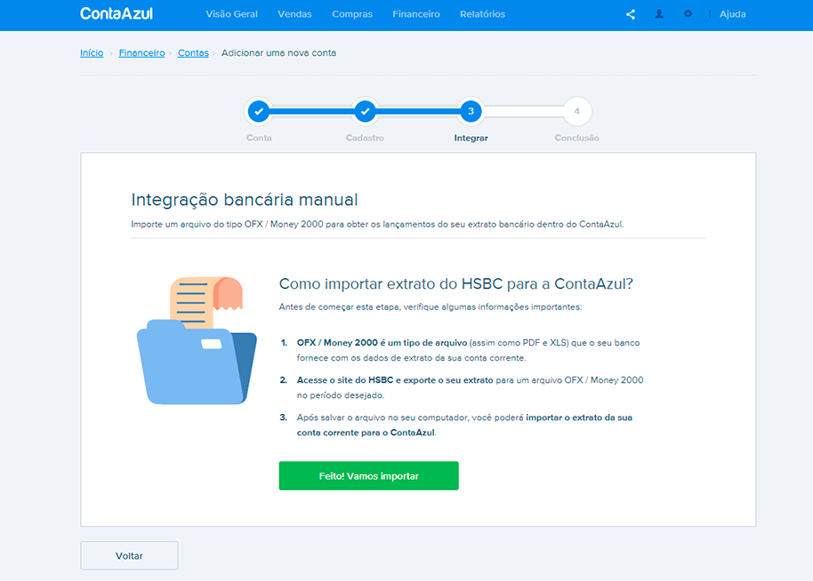 Integração de OFX para conciliação bancária